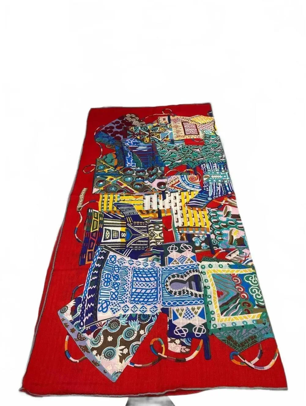 Vintage Hermes Red silk shawl